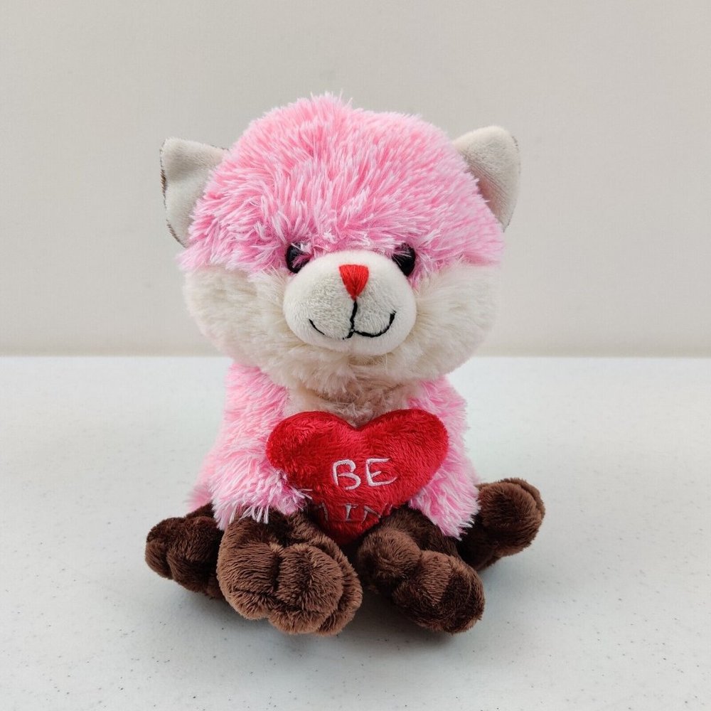 Animal Adventure Fox Plush Be Mine Heart Sitting Pink Stuffed Animal
